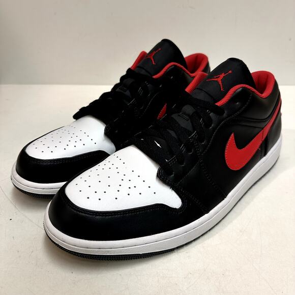 NWOT Nike Jordan 1 Low White Toe  Black/Fire Red/White Bred Men's 16 - Picture 1 of 12